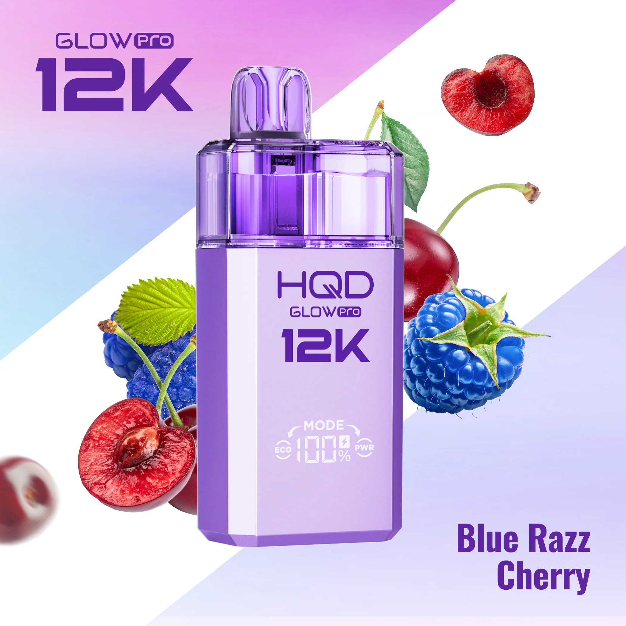 HQD Glow Pro 12K - Blue Razz Cherry Flavor