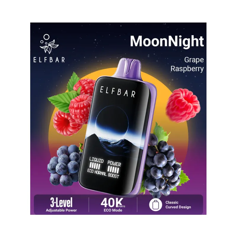 ELFBAR MoonNight 40K Disposable Vape - Grape Raspberry Flavor