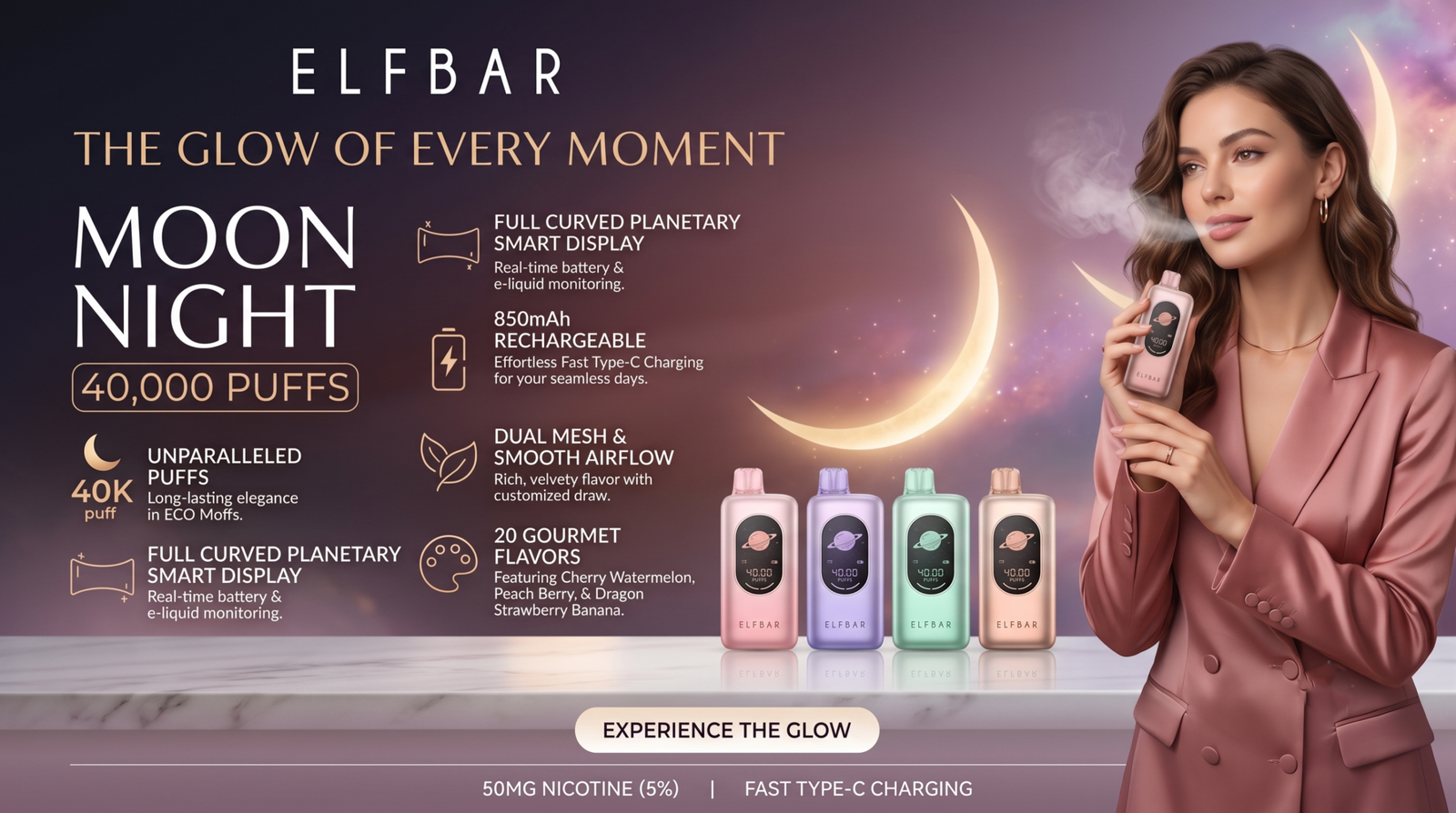 ELFBAR MoonNight 40K Curved Screen & Planetary UI Details